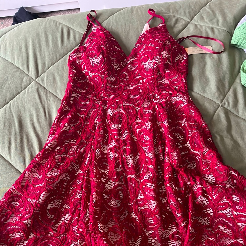 Red lace dress
